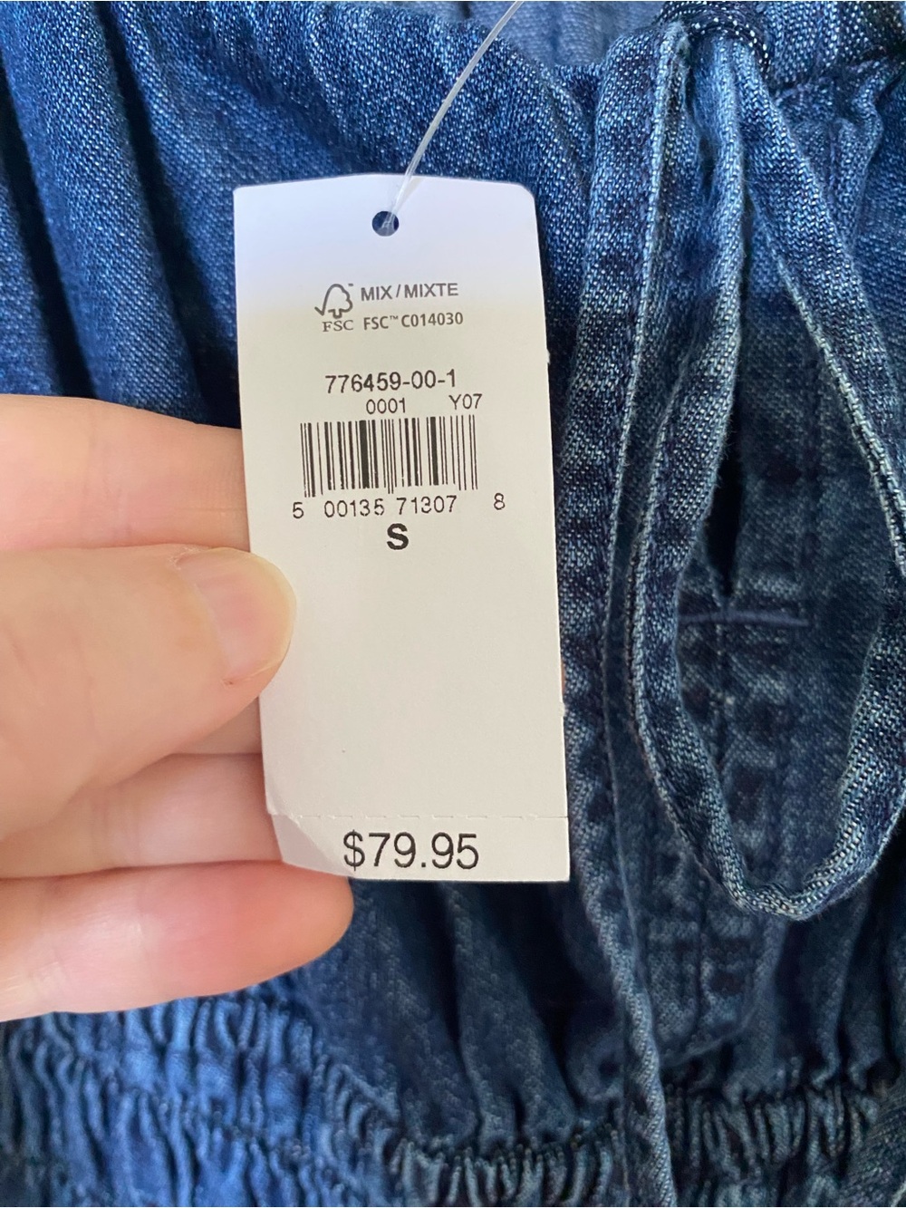 GAP Smocked Waist Denim Mini Dress - Picture 3 of 6